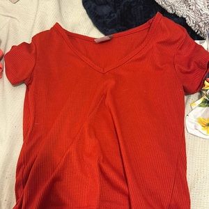 red v neck t shirt